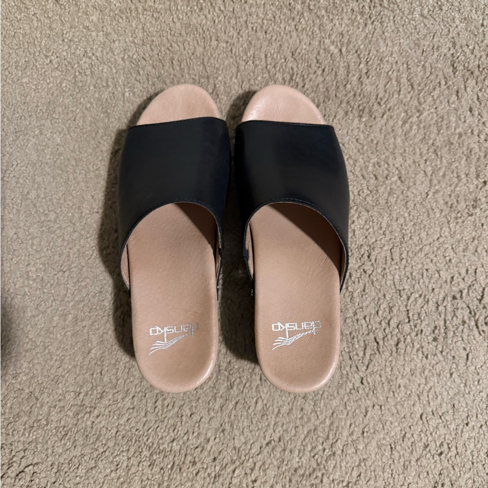 Dansko Black Maci Full Grain Sandal/ Mules: Clogs with Slip-On Design